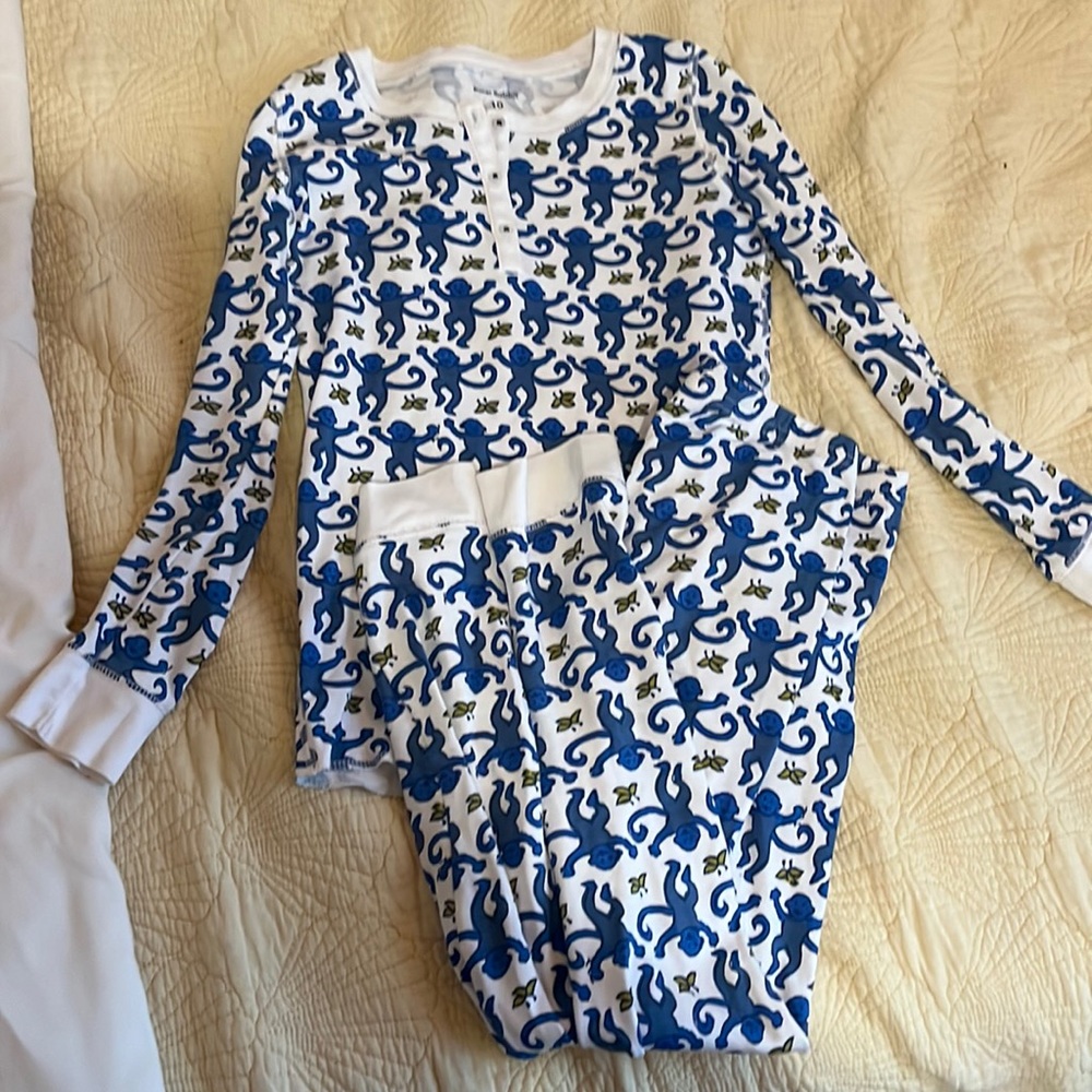 Blue monkey roller rabbit pjs